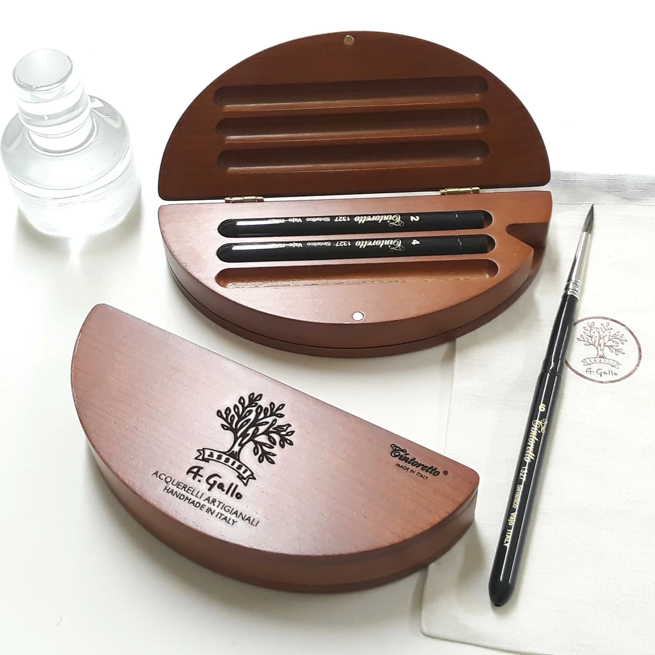 A. Gallo Cherry Wood Palette With Brushes